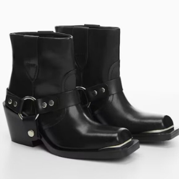 MANGO Moto Black Leather Bootie - Picture 6 of 14